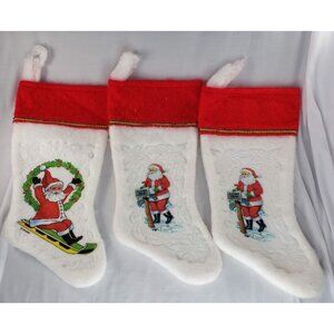 Vintage Christmas Rennoc Santa Claus Stocking 1980s